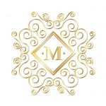 Monograma de oro del alfabeto m