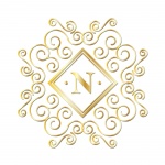 Monograma de oro del alfabeto n