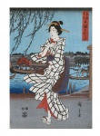 Estampado japonés mujer oriental