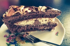 Pedazo de un pastel de chocolate