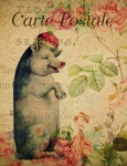 Cartolina floreale vintage di maiale