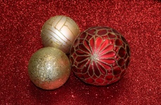 Ornamenti di Natale rosso e oro