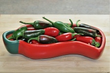Red And Green Jalapenos In Bowl