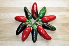 Red and Green Jalapenos in Circle