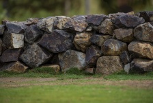 Rock Wall And Grass