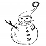 Boneco de neve, esboço, elemento, natal