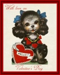 Tarjeta de San Valentín Vintage Dog