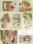 Vintage postkaarten collage blad