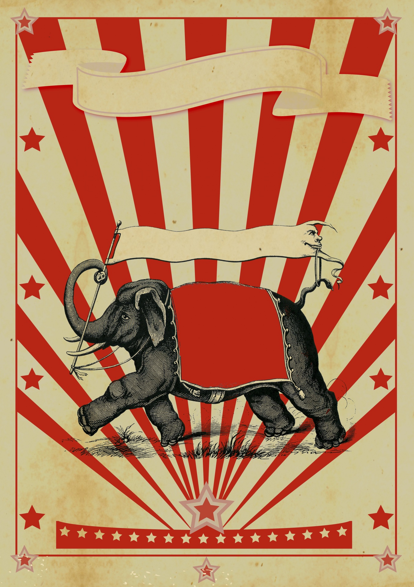 Cyrkowy słoń rocznika plakat