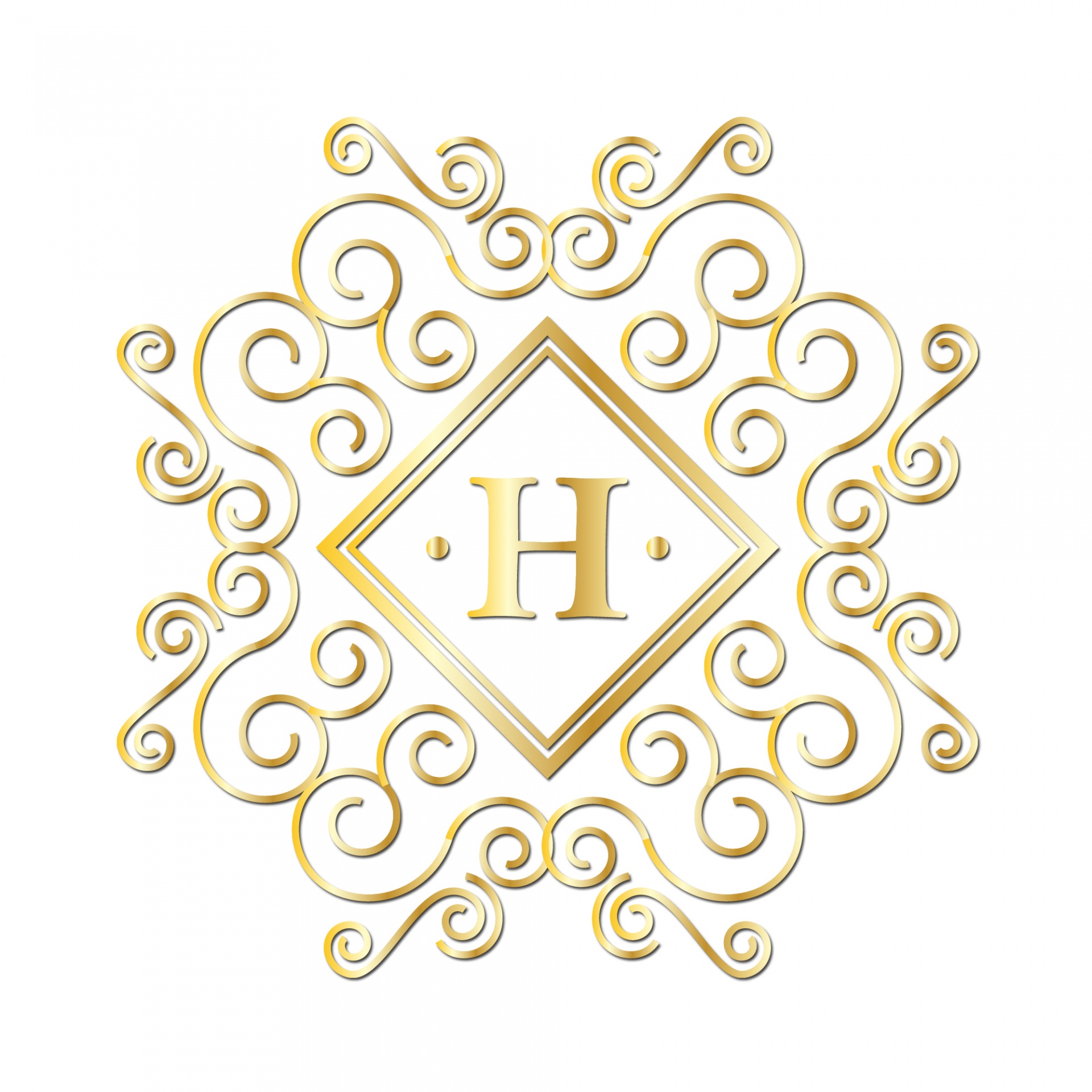 H Alphabet Gold Monogram Free Stock Photo - Public Domain Pictures
