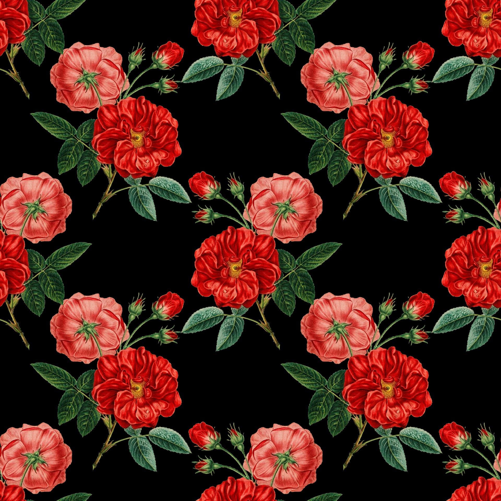 Vintage Roses Background Red