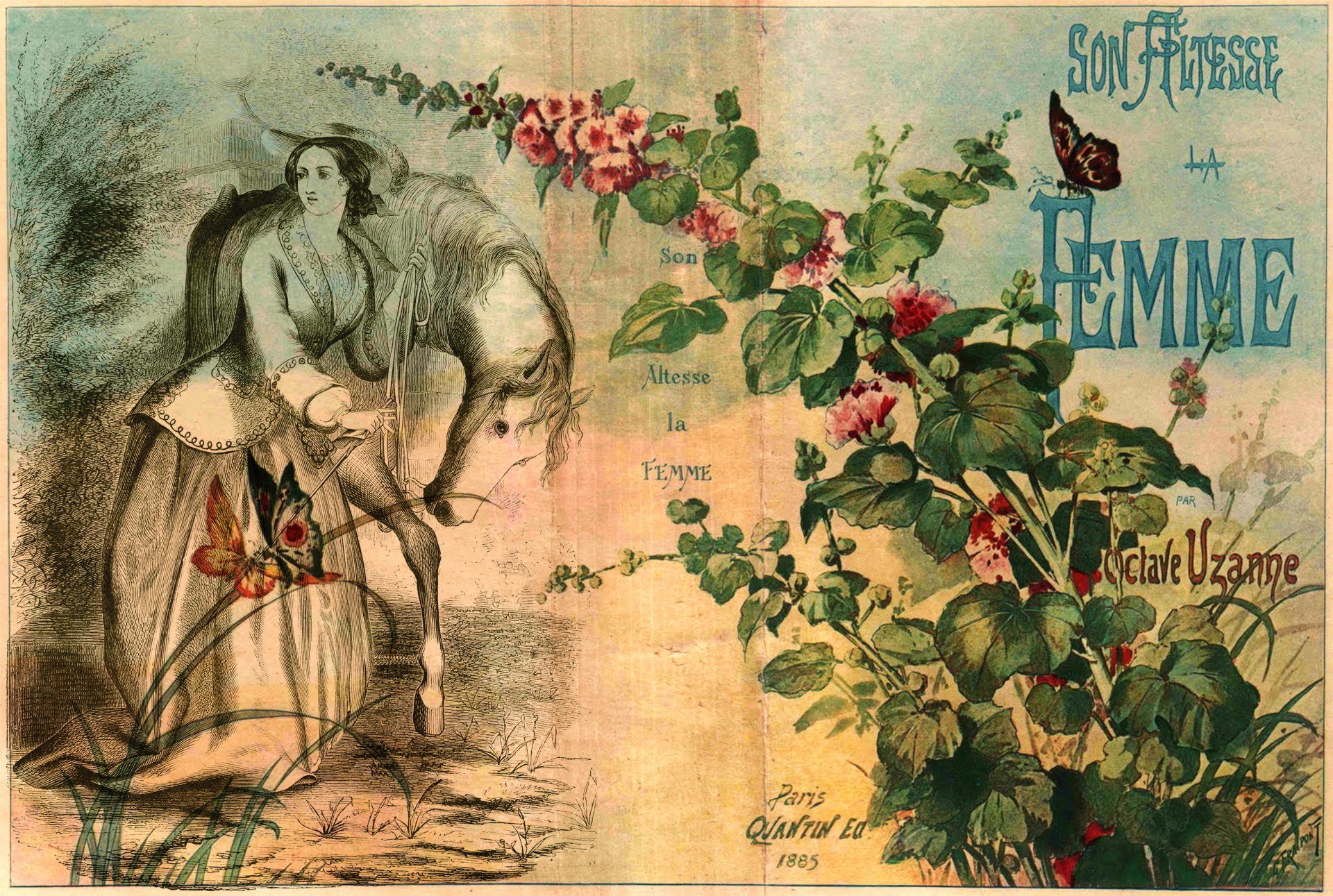 Woman Horse Vintage Illustration