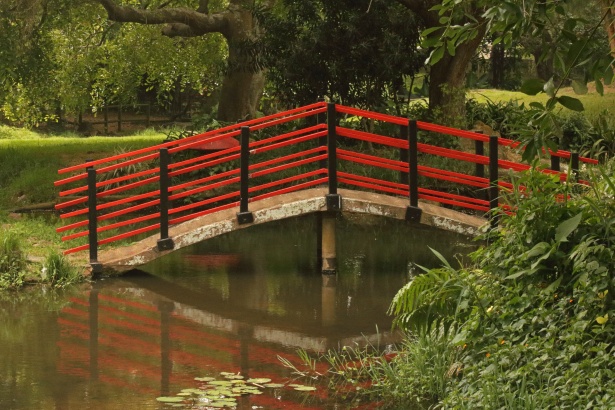 Ponte vermelha em um jardim japonês Foto stock gratuita - Public Domain  Pictures