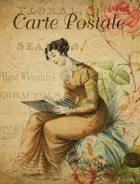 Cărți postale&timbre Woman-vintage-floral-postcard-1551540514wPQ