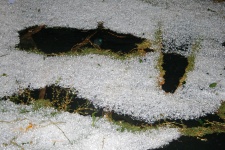 A carpet of hail on slasto slabs in