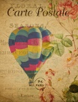 Balloon Vintage Floral Postcard