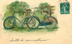 Carte postale française vintage de bicyc