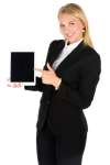 Bedrijfs vrouw en een tablet