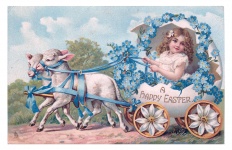 Velikonoční Vintage Girl Card