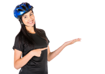 Kobieta wskazując rowerzysta