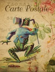Cartão floral do vintage da rã