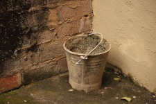 Old Bucket With Dried Concrete