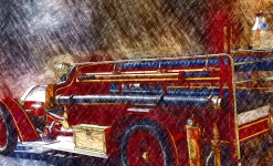 Camion de pompier à l'ancienne