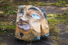 Portrait painted on a rock