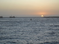 Ondergaande zon op walvisbaai