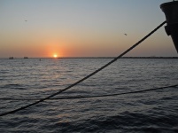 Słońce zachodzące nad zatoką walvis