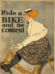 Woman Cycling Vintage Poster