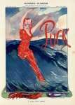 Woman Riding Waves Vintage