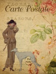 Kobieta Vintage Floral Postcard