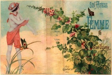 Femeie vintage franceză acopere carte
