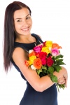 Woman with bouquet of flowers