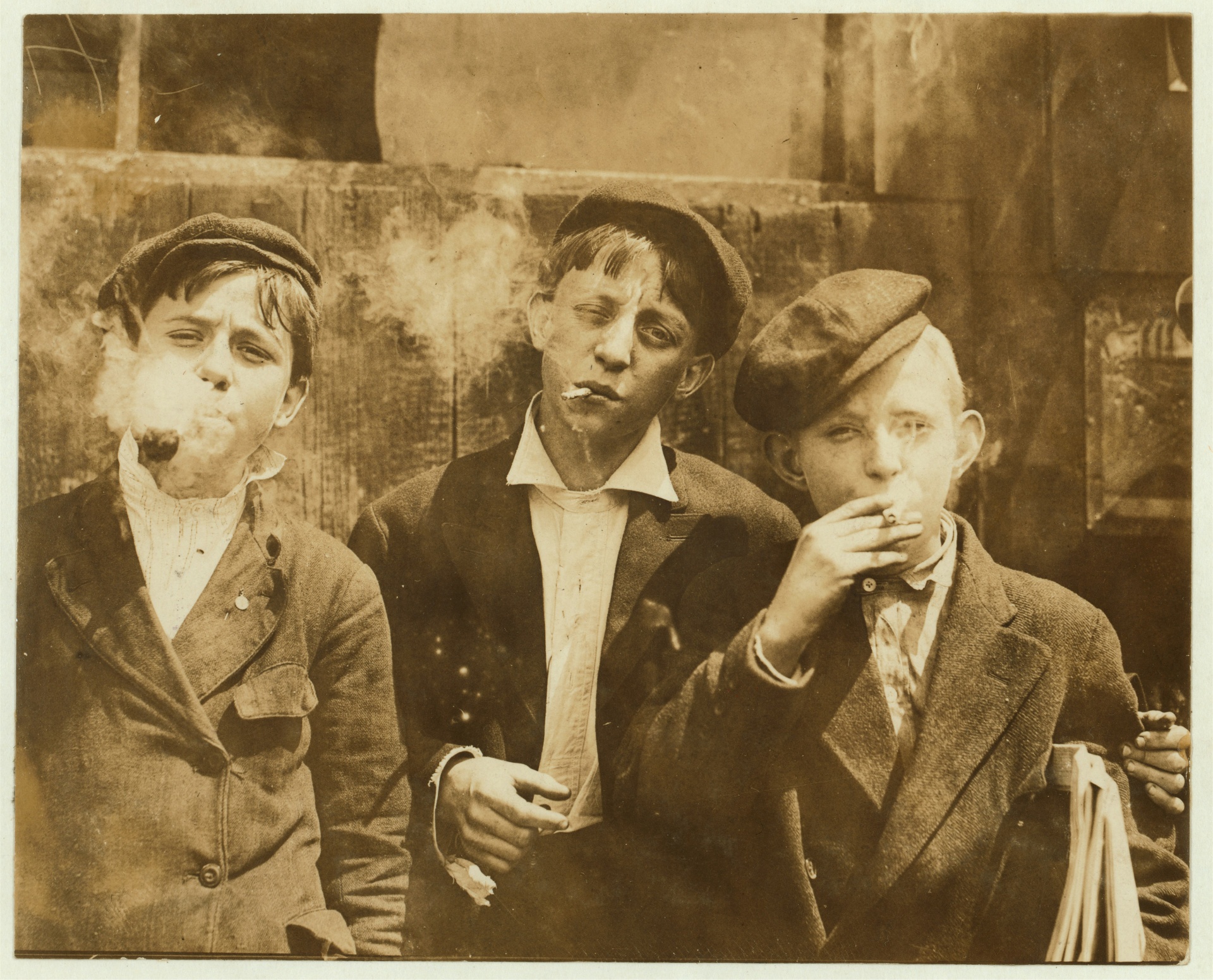 Smoking Boys Vintage Photo