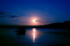 Azul puesta de sol de fondo