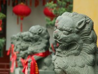 Chinesische Löwen-Statuen