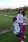 Lady Golfer und Bag
