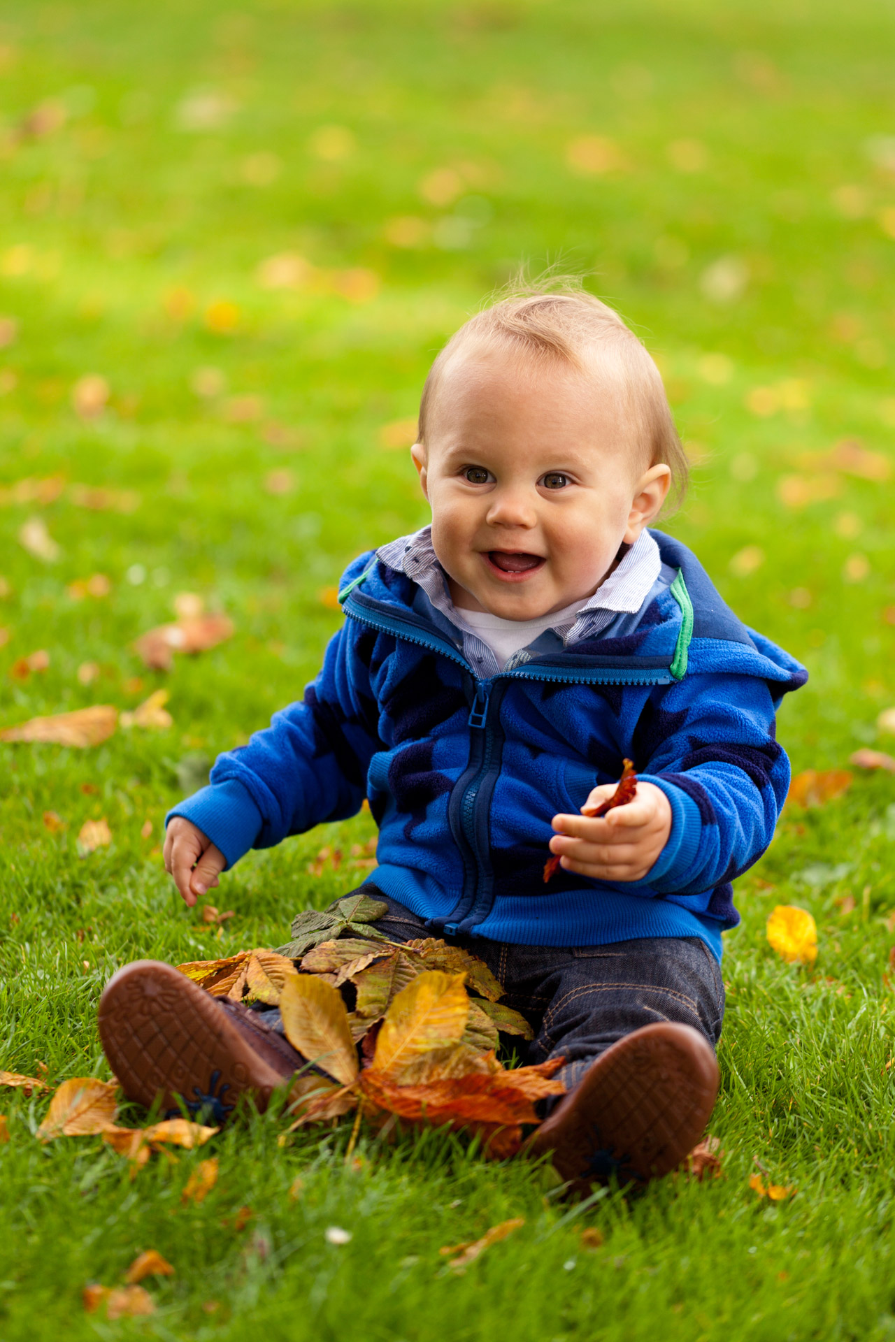 Baby Playing In Fall