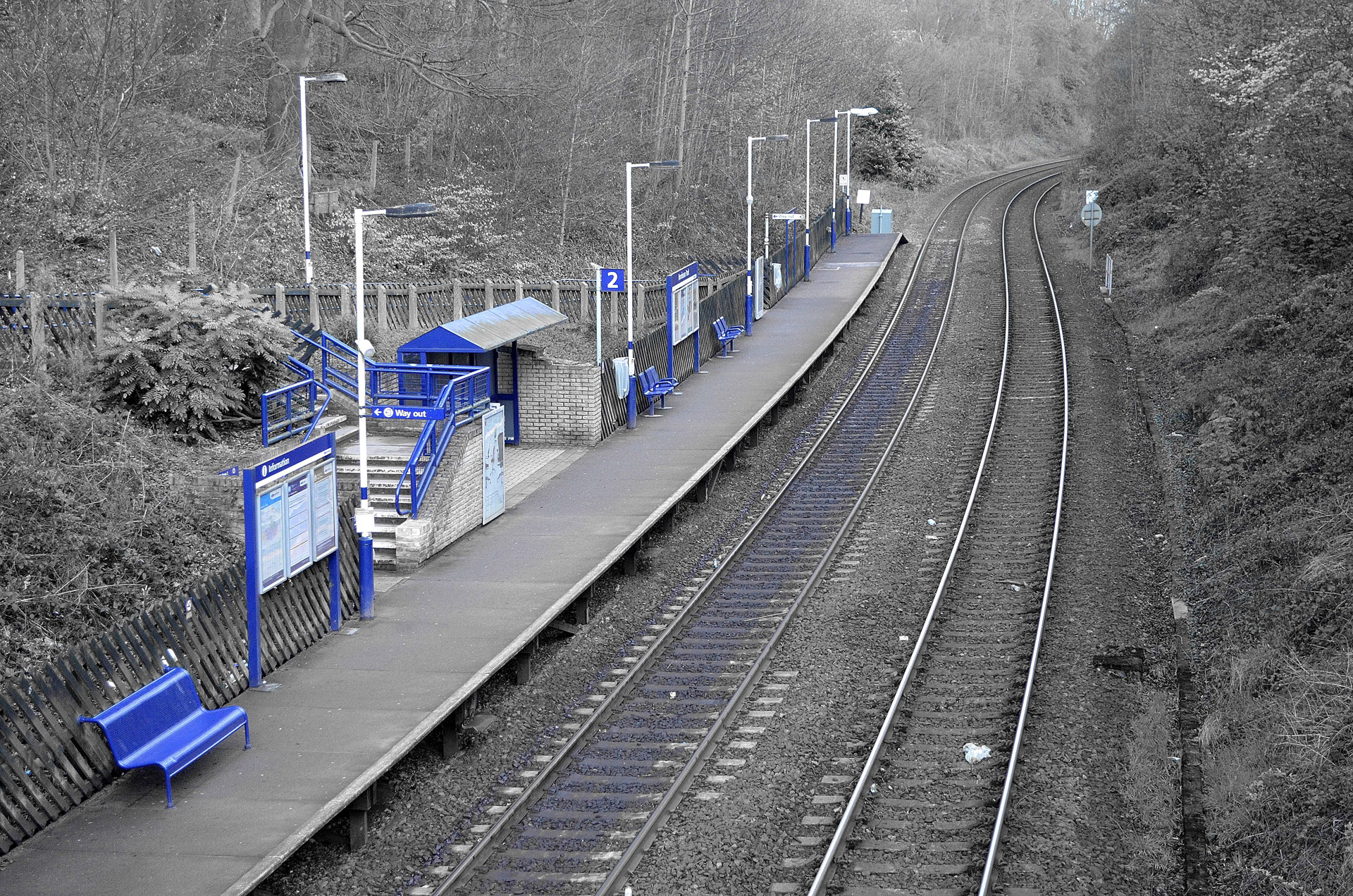 Blue Train Station Free Stock Photo - Public Domain Pictures