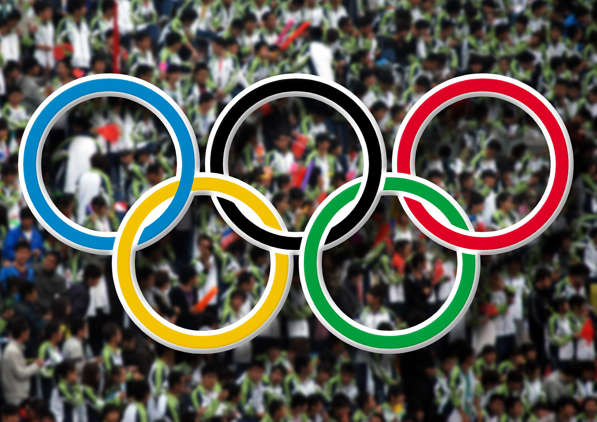 Olympic Rings And Crowd