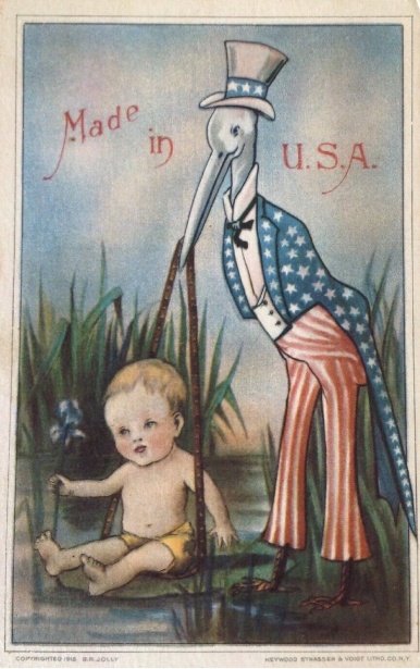 アンクルサムコウノトリと小さな赤ちゃん 無料画像 Public Domain Pictures