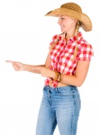 Cowgirl ukazující