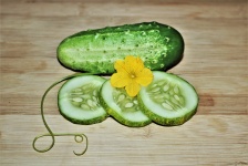 Cucumbers On Wood Table