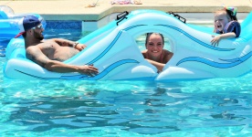 Family on Pool Float