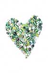 Green glass bead heart