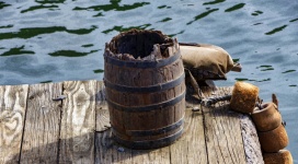 Old Barrel On Pier
