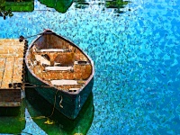 Csónak a tó művészi
