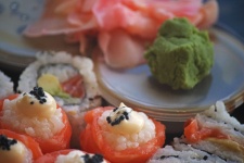 Sushi items with preserved ginger